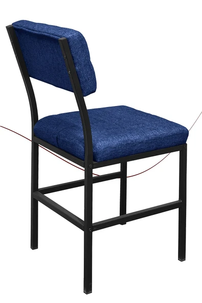 Nemeron İkon Mutfak Sandalyesi Keten Kumaş Metal Sandalye Silinebilir Kafe Salon Sandalyesi - Lacivert - 4