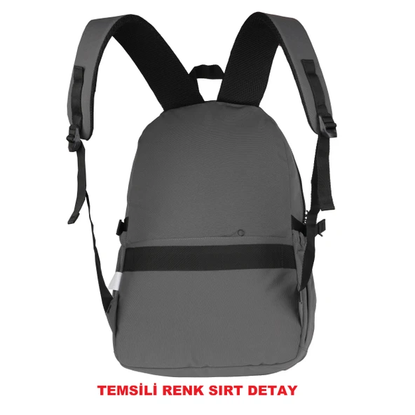Relaxion Gri 2057 Su Geçirmez Astarlı Kumaş Okul Sırt Çantası - 5