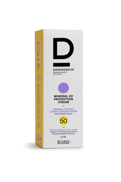 DERMOSKİN Blueage+ Mineral Filtreli Güneş Koruyucu Krem SPF 50+ | Nemlendirici Güneş Kremi | UVA & UVB | 50 ml - Resim 2