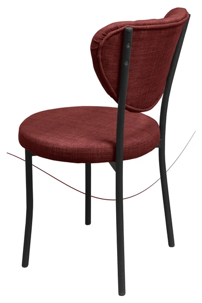 Nemeron Elit Mutfak Sandalyesi Keten Kumaş Metal Sandalye Silinebilir Kafe Salon Sandalyesi - Kırmızı - 3