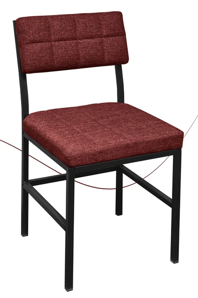 Nemeron İkon Mutfak Sandalyesi Keten Kumaş Metal Sandalye Silinebilir Kafe Salon Sandalyesi - Kırmızı - 3