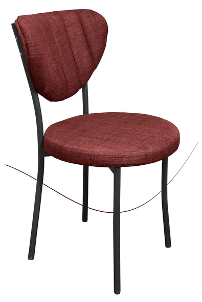 Nemeron Elit Mutfak Sandalyesi Keten Kumaş Metal Sandalye Silinebilir Kafe Salon Sandalyesi - Kırmızı - 2