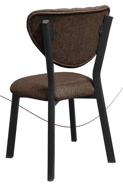 Nemeron Mutfak Sandalyesi Keten Kumaş Metal Sandalye Silinebilir Kafe Salon Sandalyesi - Kahve - 3
