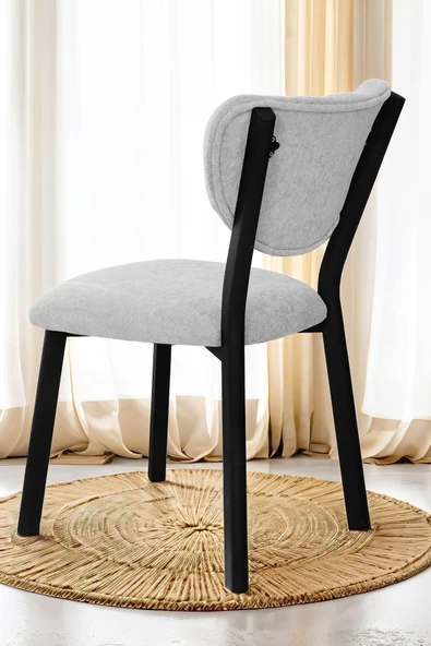 Nemeron Mutfak Masa Sandalyesi Kafe Restoran Yemek Odası Çizgili Yarmalı Sandalye Silinebilir – Beyaz - 3