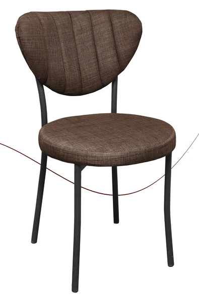 Nemeron Elit Mutfak Sandalyesi Keten Kumaş Metal Sandalye Silinebilir Kafe Salon Sandalyesi - Kahve