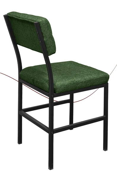 Nemeron İkon Mutfak Sandalyesi Keten Kumaş Metal Sandalye Silinebilir Kafe Salon Sandalyesi - Yeşil - 4