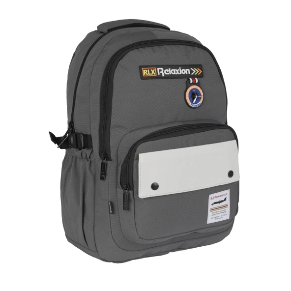 Relaxion Gri 2057 Su Geçirmez Astarlı Kumaş Okul Sırt Çantası