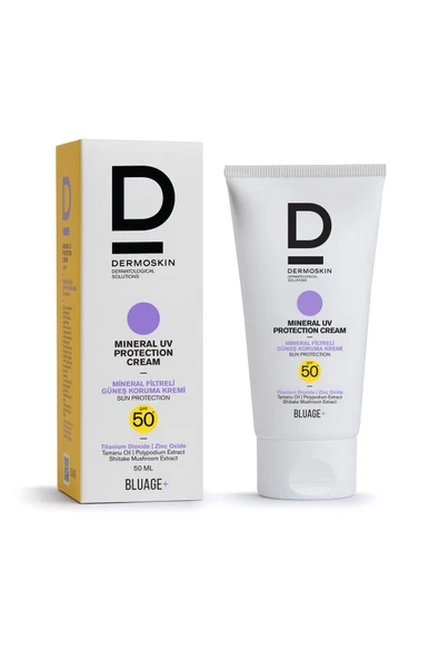 DERMOSKİN Blueage+ Mineral Filtreli Güneş Koruyucu Krem SPF 50+ | Nemlendirici Güneş Kremi | UVA & UVB | 50 ml - Resim 3