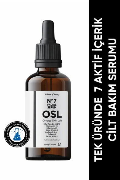 OSL OMEGA SKİN LAB Tek Üründe 7 Aktif Cilt Bakım Serumu - No:7 Facial Serum 30ml