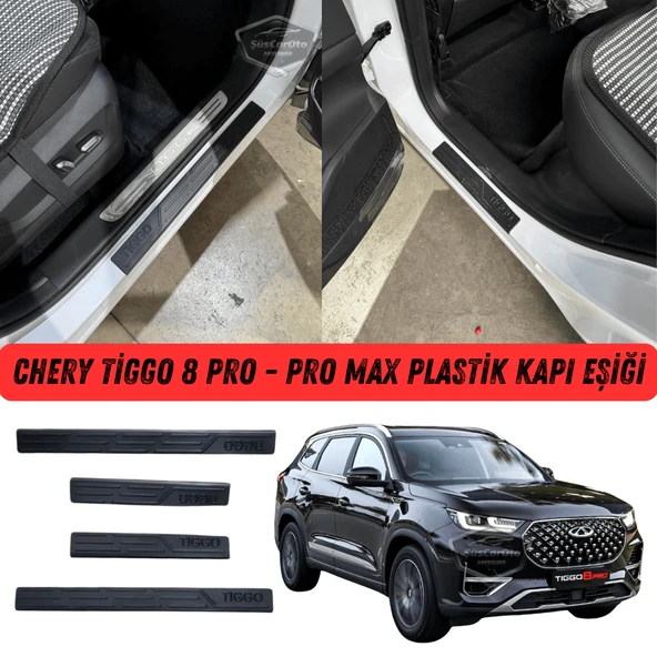 Chery Tiggo 8 Pro-Pro Max Plastik Kapı Eşiği Seti Kapı Eşiği Koruma Plastiği Koruyucu Siyah 4 Kapı