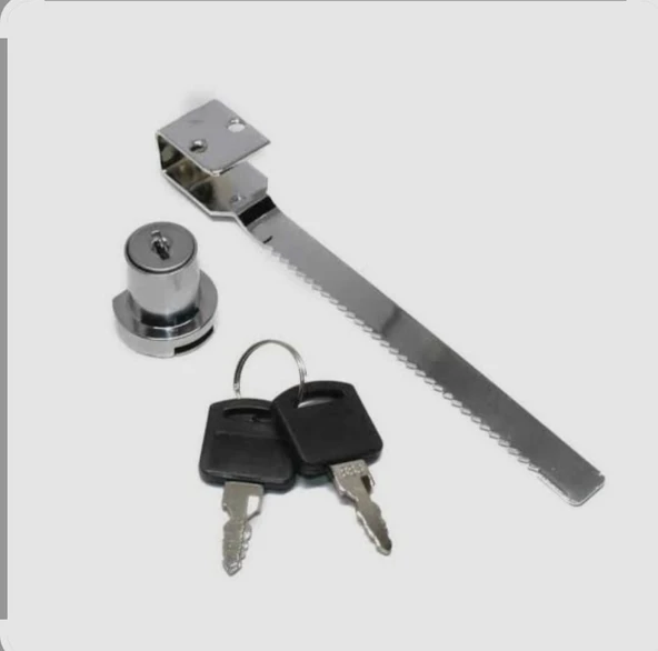 Anahtarlı Dolap Kilidi Sürgülü Kilit Cam Kilidi Vitrin Kapı Kilidi Mağaza Dükkan Kilidi - 3