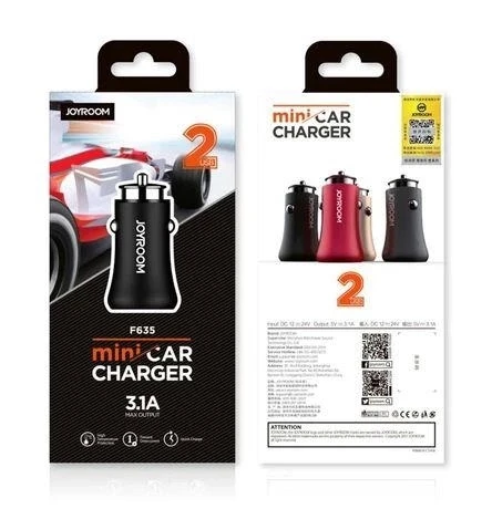 Joyroom JR-F635 5V 3.1A Akıllı Araç Şarj Çift USB Portu Hızlı Şarj Koruma ürün görseli
