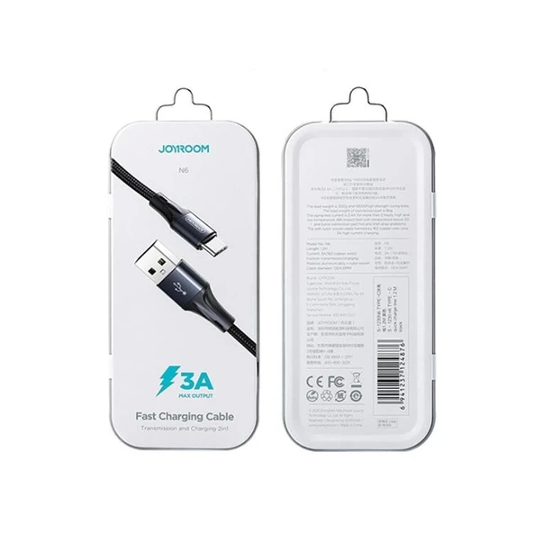 Joyroom S-1230N6 Mikro Hızlı Şarj ve Data Kablosu Örgü 3A 1.2M Siyah - Resim 2