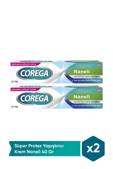 Corega Süper Protez Yapıştırıcı Krem Naneli 40gr x 2 Adet