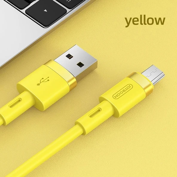 Joyroom S-1224N2 1.2M 2.4A USB-Mikro Silikon Data ve Şarj Kablosu Sarı - 3