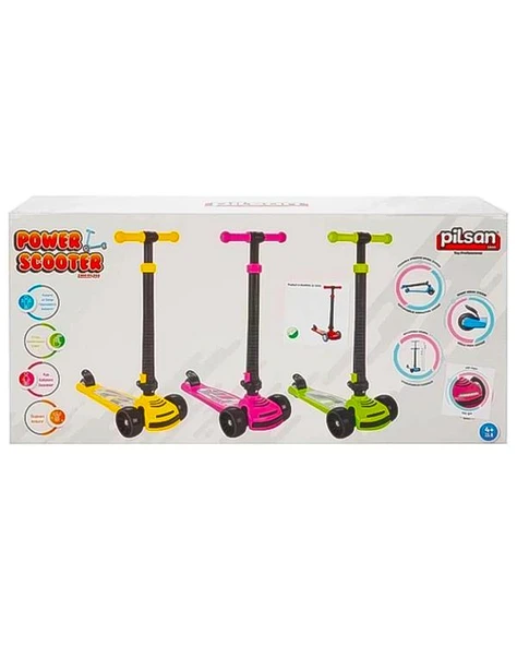 Pilsan Power 3 Tekerlekli Katlanabilir Işıklı Mavi Scooter 07354