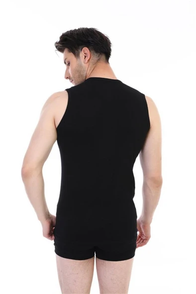 3 Adet Çift Kaplan Erkek Ribana Kolsuz Spor Atlet Siyah 920 - Resim 2