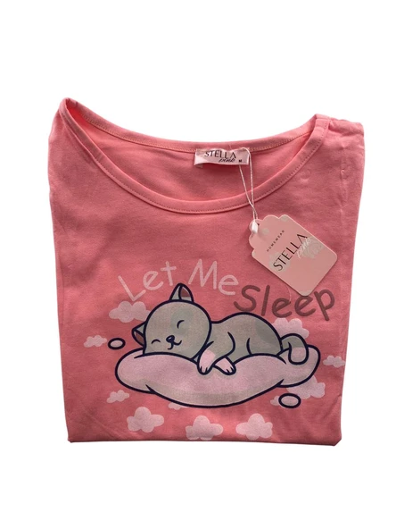 Kadın Bulut Desenli Kısa Kollu Pijama Takım - 5389 - STLLA PNK - 2