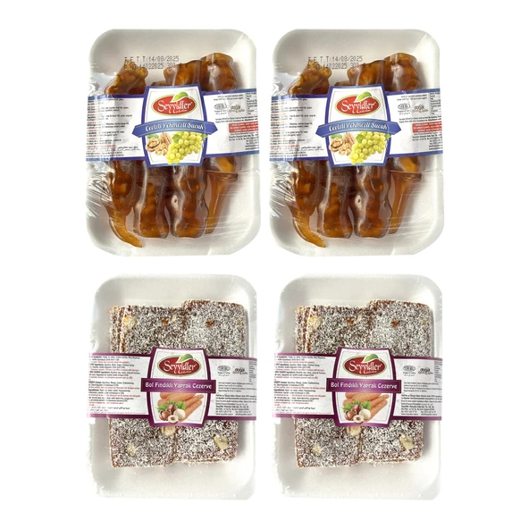 Seyyidler Cevizli Sucuk 300 gr ve Fındıklı Cezerye 300 gr 4 lü Karma Paket