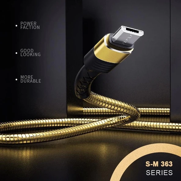 Joyroom S-M363 1.2m 2.4A Mikro USB Hızlı Şarj ve Veri Kablosu Gold - Resim 4