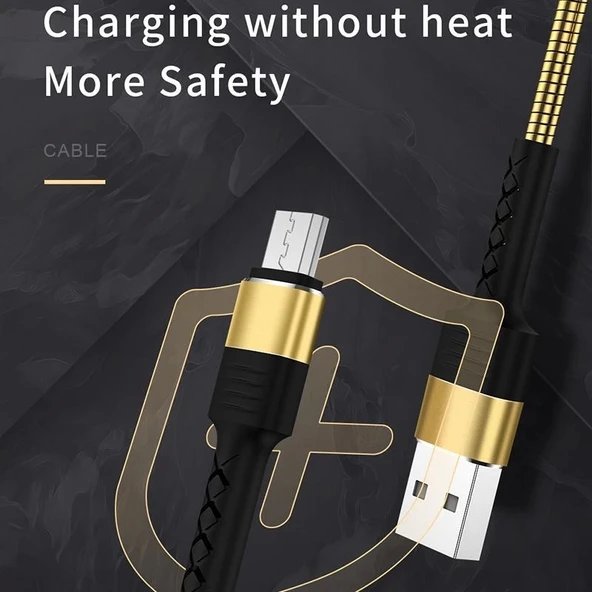 Joyroom S-M363 1.2m 2.4A Mikro USB Hızlı Şarj ve Veri Kablosu Gold - Resim 5