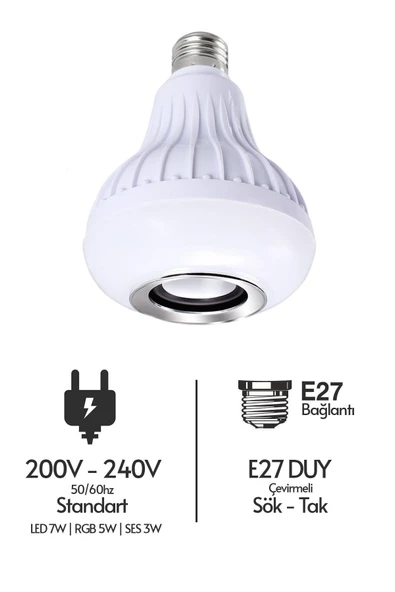 Suled Sl-1015 Bluetooth Hoparlör Ve Lamba Uzaktan Kumandalı Ampül - 3