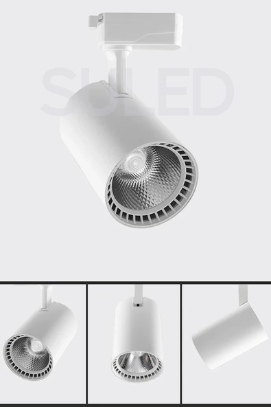 Suled Spot Işık 3'Lü Set Beyaz Led Işıklı Beyaz Kasa 30W 1 Metre Raylı 3 Adet Ray Spot Lamba Armatür - 5