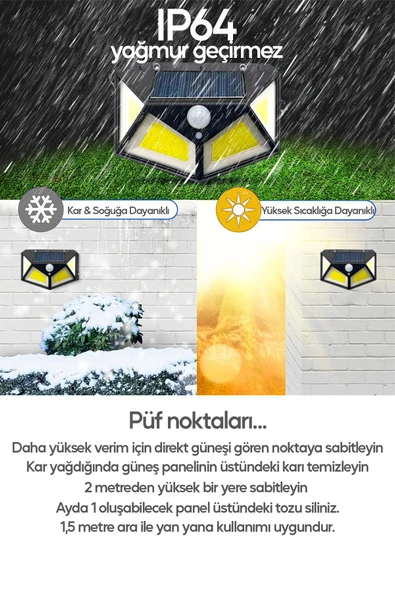 Suled Profesyonel 4 Adet Sensörlü Bahçe Aydınlatma Lambası Solar Güneş Panelli Tam Otomatik Beyaz Işık - 4