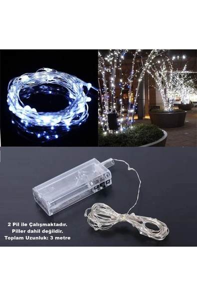 Suled Sl-1036 - 3 Metre Beyaz Peri Led, Dekor Işık Beyaz Dekoratif Lamba Yılbaşı Çam Ağacı Ev Süslemeli - 5