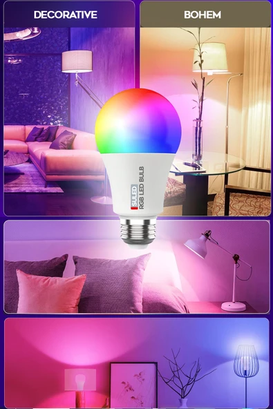 Suled Rgb Led Lamba Kumandalı Ambiyans Aydınlatma 2000 Lümen Tasarruflu Renk Değiştiren Led Işık - 4