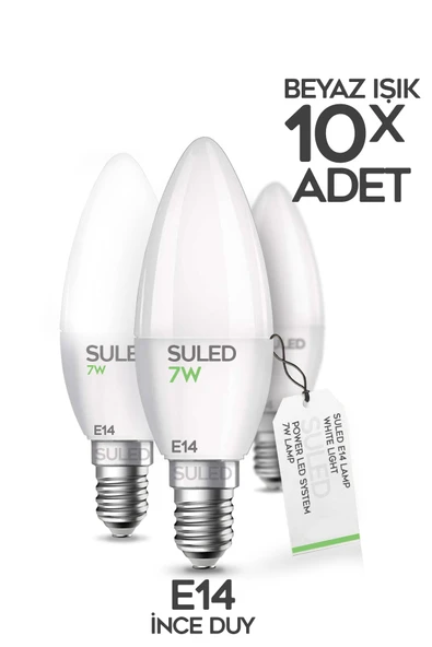 Suled Sl-1023 Grafen Beyaz Işıklı 10 Adet Mum Buji Ampul Avize Abajur Lambası Ince Duylu Lamba E14 Duy - 8