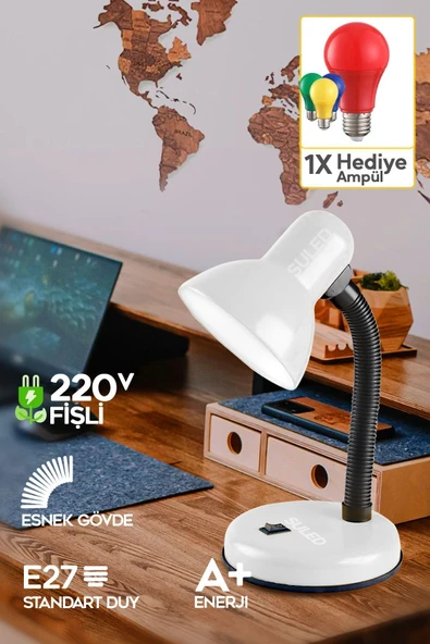 Suled Masa Lambası E27 Standart Ampül 220V Esnek Açısı Ayarlanabilir Çocuk Odası Ve Çalışma Lambası