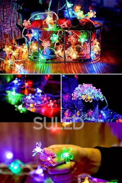 Suled Rgb 5 Metre Gül Led 20 Led 220V Fişli Tak Çalıştır Dekoratif İç Ve Dış Mekan Süsleme Işığı - Resim 2
