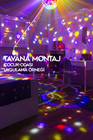 Suled Disko Topu Led Işık Bluetooth Hoparlörlü Usb Müzik Çalar Kumanda 360* Dönen Parti Eğlence Işığı 220V - Resim 4