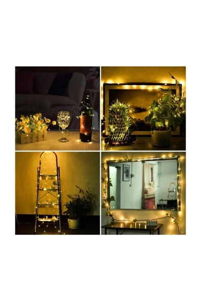 Suled Sl-1026 Peri Süs Işık 10 Metre (Sarı) Pilli Aydınlatma Şerit - Resim 2