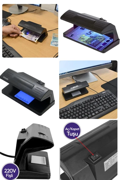 Suled Sahte Para Kontrol Cihazı Uv Mor Işık Profesyonel Sahte Para Dedektörü 220V Fişli - 7