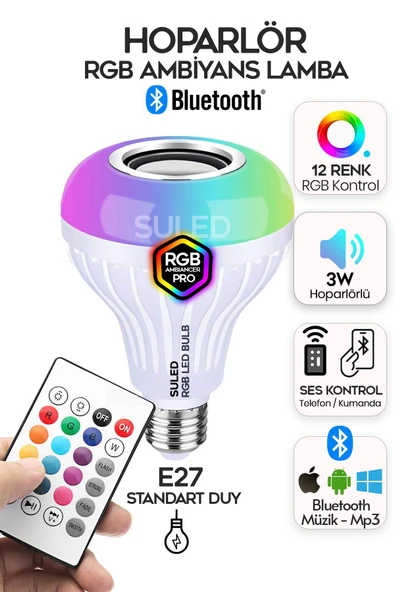 Suled Sl-1015 Bluetooth Hoparlör Ve Lamba Uzaktan Kumandalı Ampül - 2