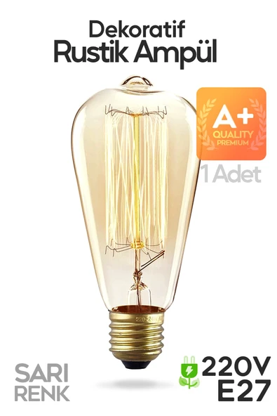 Suled Dekoratif Retro Rustik Ampül E27 Standart Duy 220V Ev Cafe Aplik Abajur Tavan Ampülü