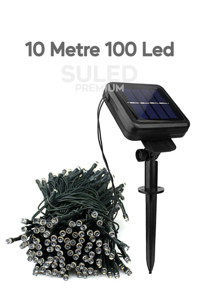 Suled 10 Metre Solar Enerjili Dekoratif 100 Led Işık Bahçe Balkon Ve Süsleme Ledleri Gün Işığı - 6