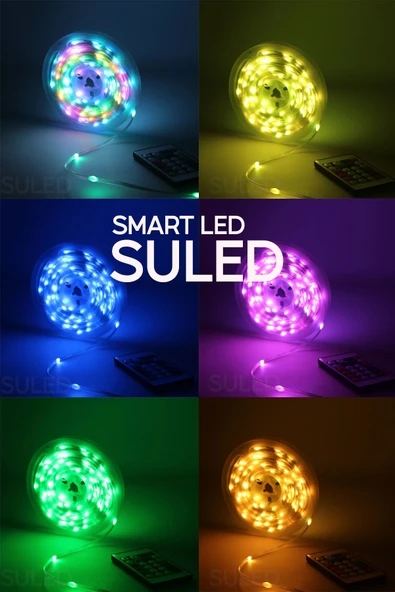 Suled Smart Şerit Led Yeni Nesil 5 Metre Bluetooth Tv Sese Duyarlı Usb Enerjili Telefon Kontrollü Efektli - Resim 8