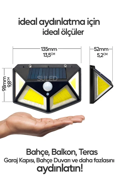 Suled Profesyonel 4 Adet Sensörlü Bahçe Aydınlatma Lambası Solar Güneş Panelli Tam Otomatik Beyaz Işık - 7