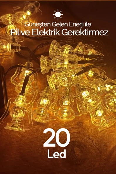 Suled Ramazan Kandil Işığı 20 Ledli Güneş Enerjili Dekoratif Led Süsleme Bahçe Balkon Ve Süsleme Ledi - 2