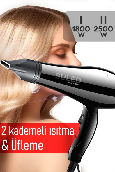 Suled Ultra Saç Kurutma Ve Fön Makinesi 2500W Sıcak - Soğuk 2 Kademeli Ev Berber Pet - 4