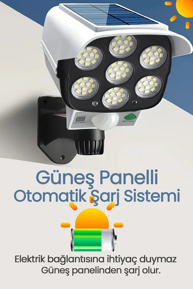 Suled Solar Bahçe Aydınlatması Kumandalı Otomatik Sensörlü Kamera Görünümlü Led Dış Mekan Aydınlatma - 6