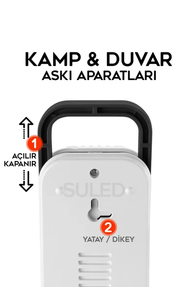 Suled Sl-1024 69 Power Li Işıldak Çekmeli Ipli Fener Şarjlı Işıldak 2 Kademeli Aydınlatma Kamp El Feneri - 4