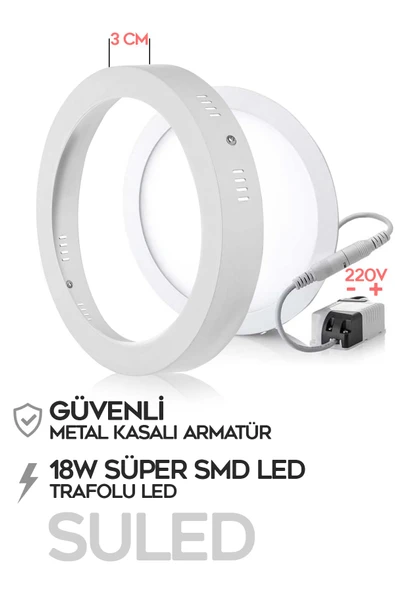 Suled Sl-1029 Sıva Üstü Beyaz Led Armatür Tasarruflu Tavan Armatürü 220V Smd Led Işık Lamba - 3