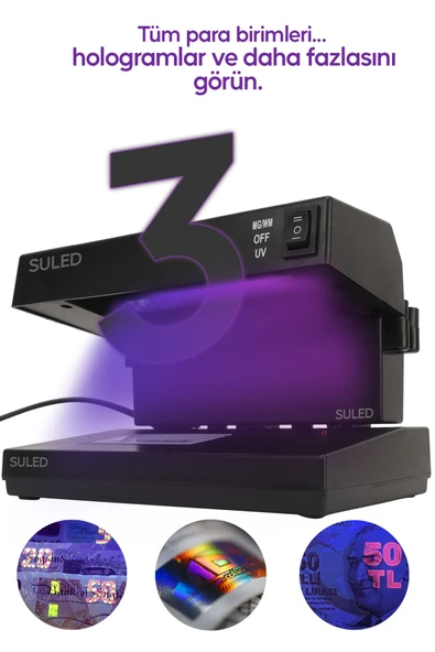 Suled Uv Pro3 Zoom Sahte Para Kontrol Cihazı Güçlü Uv Mor Işık Profesyonel Sahte Para Dedektörü 220V - 2