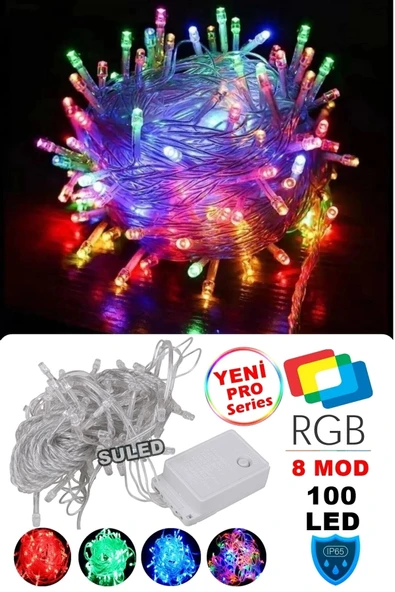 Suled Sl-1030 Rgb Renkli Işık Pirinç 10 Metre 100'Lü Led Yılbaşı Ağaç Işık 8 Fonksiyonlu Dekoratif Led - 1