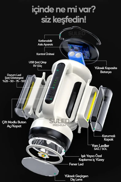Suled Outdoor Pro2 Işıldak Profesyonel Kamp Lambası Ve Fener Şarjlı Usb Powerbank Özellikli - 2
