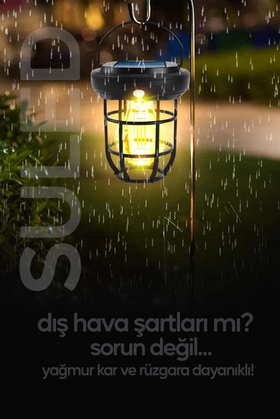 Suled Solar Şarjlı Hareket Sensörlü Led Fener Işık 15W Askılı 3 Modlu Otomatik Led Kamp Bahçe Lambası - 5